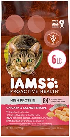 6 pound-IAMS PROACTIVE HEALTH High Protein Dry Cat Kibble, Chicken & Salmon