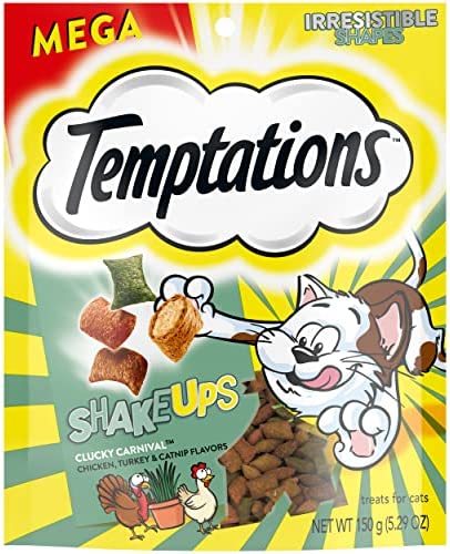 Temptations ShakeUps Crunchy and Soft Cat Treats, CLUCKY Carnival, Multiple Sizes