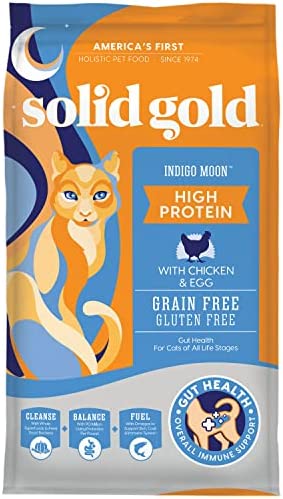 12 pd Solid Gold Indigo Moon - Dry Cat Food with Digestive Probiotics for Cats - Grain & Gluten Free - with Vitamins & High Fiber - Omega 3 for Cats - Low Carb Superfood (Payment Plan-No Credit Check-No Interest Rate) 