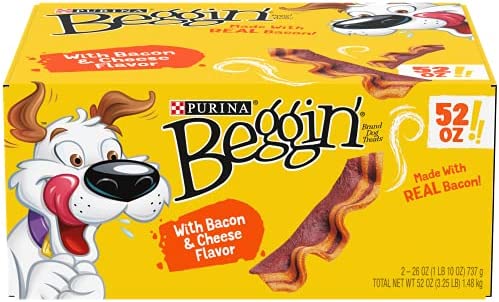 Purina Beggin' Strips Bacon & Cheese Dog Treats - Made in USA Facilities Adult Dog Training Snacks - 52 oz. Box
