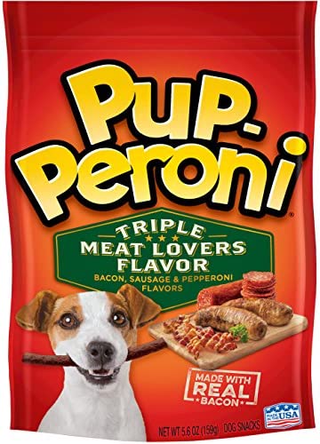 Pup-Peroni Triple Meat Lovers with Bacon, Sausage and Pepperoni Flavor Dog Treat Snacks, 5.6 oz