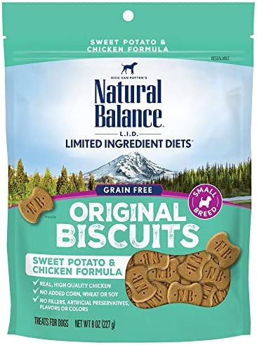 Natural Balance Limited Ingredient Crunchy Biscuits, Grain-Free or Healthy Grains, Treats for Small-Breed Dogs, Protein Options Include Duck, Bison, Chicken, Venison, Fish, Lamb, Beef, Peanut Butter