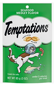 3 ounce (12) TEMPTATIONS Classic Crunchy and Soft Cat Treats, Seafood Medley, Multiple Sizes (Payment Plan-No Credit Check-No Interest Rate)  