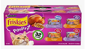 5.5 ounce (32) Purina Friskies Canned Wet Cat Food 32 Count Variety Packs - (32) 5.5 oz Cans 
