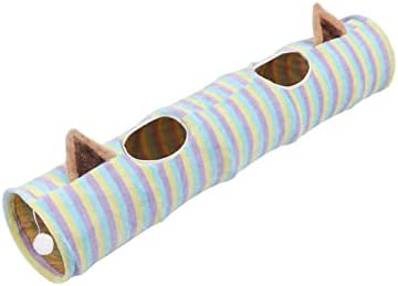 Baoblaze Cat Tunnels for Indoor Cat, Pet Cat Tunnel Tube Cat Toys Collapsible, Cat Play Tent Interactive Toy Cat House Bed with Balls for Cat Kitten - Stripes
