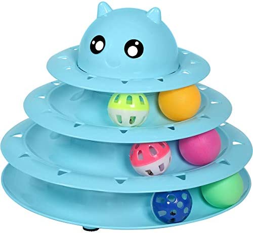 UPSKY Cat Toy Roller 3-Level Turntable Cat Toy Balls with Six Colorful Balls Interactive Kitten Fun Mental Physical Exercise Puzzle Toys.
