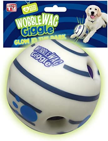 Glow in dark Wobble Wag Giggle Ball, Interactive Dog Toy, Fun Giggle Sounds When Rolled or Shaken, Pets Know Best, As Seen On TV