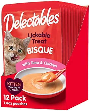 (12) Hartz Delectables Bisque Lickable Wet Cat Treats, Multiple Flavors (Payment Plan-No Credit Check-No Interest Rate)
