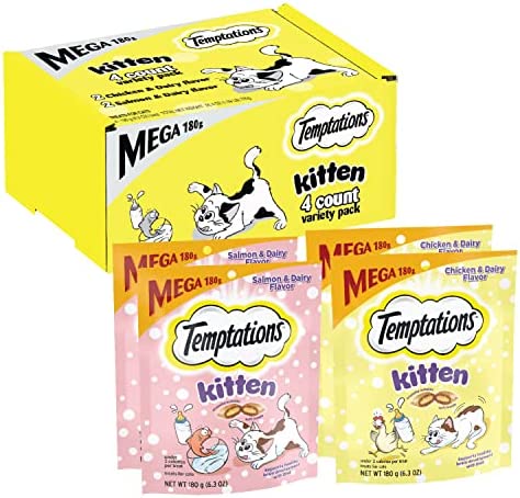 Temptations Kitten Treats, Variety Pack Cat Treats, Salmon & Dairy and Chicken & Dairy Amazon's Choice in Cat Snacks by Temptations  (Payment Plan-No Credit Check-No Interest Rate)