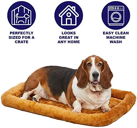 48L-Inch Cinnamon Dog Bed or Cat Bed w/ Comfortable Bolster | Ideal for Extra Large Dog Breeds & Fits a 48-Inch Dog Crate | Easy Maintenance Machine Wash & Dry | 1-Year Warranty