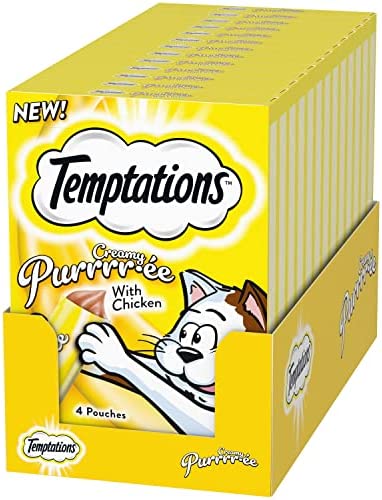 4 count (11) TEMPTATIONS Creamy Puree Lickable Cat Treats, Multiple Flavors