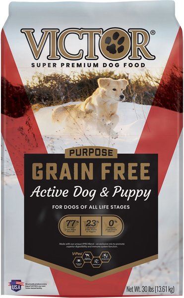 30 pd VICTOR Purpose Active Dog & Puppy Formula Grain-Free Dry Dog Food By VICTOR