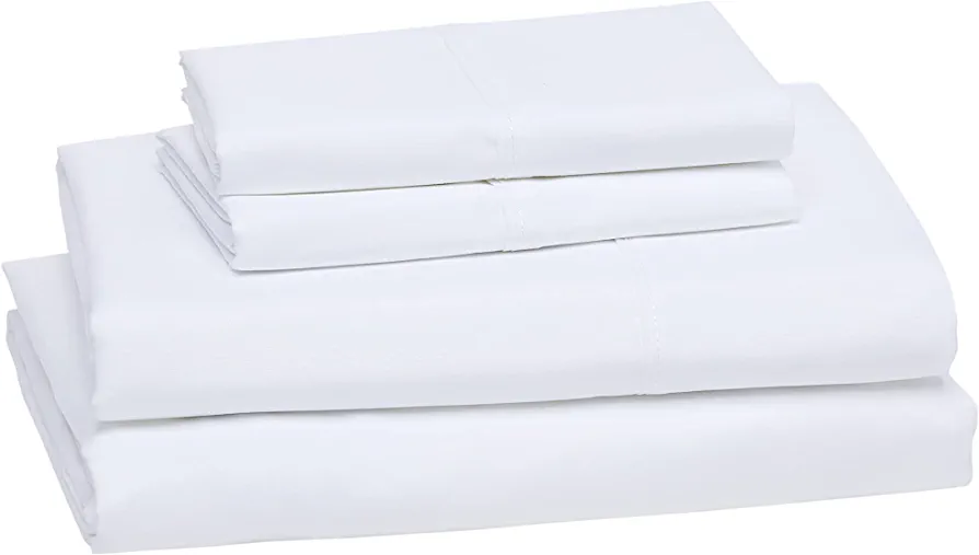 Amazon Basics Lightweight Super Soft Easy Care Microfiber Bed Sheet Set with 14-inch Deep Pockets - King, Bright White